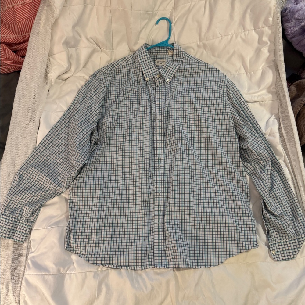 Dockers Blue and White Checkered Men's Shirt